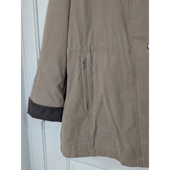 Liz Claiborne Beige Jacket Womens Large Detachable Lining & Hood Cinch Waist - Picture 5 of 16